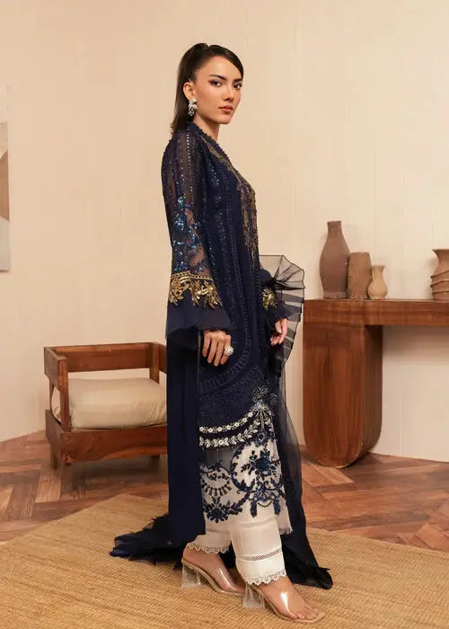 Rangreza Navy Suit - Blue Pakistani Suit | 3-Piece Kurta Set Rangreza Navy Suit - Blue Pakistani Suit | 3-Piece Kurta Set