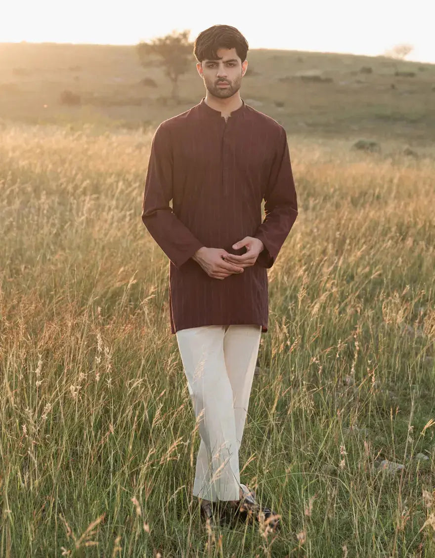 Junaid Jamshed Kurta - Maroon Cotton Semi-Formal | Winter Collection Rangreza Junaid Jamshed Kurta - Maroon Cotton Semi-Formal | Winter Collection Rangreza