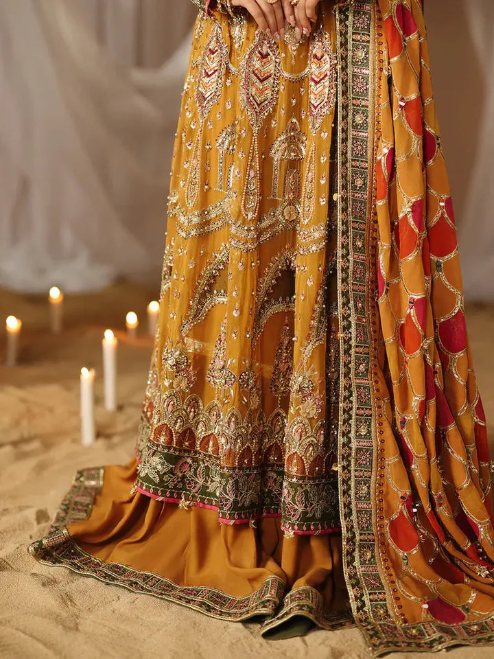 WEDDING YELLOW DRESS with intricate embellishments