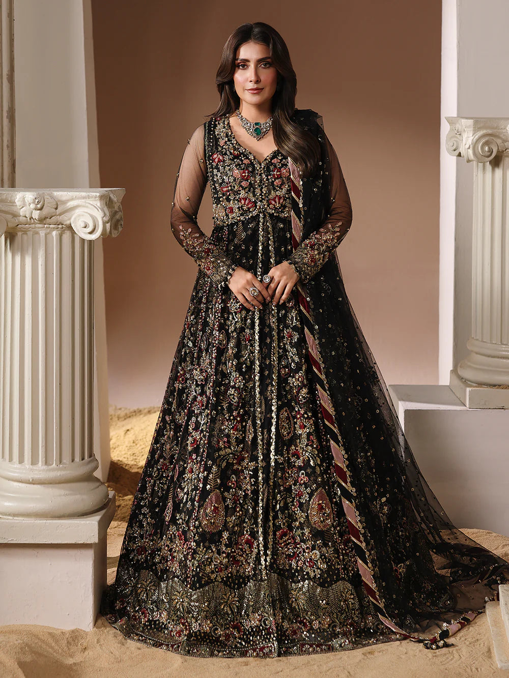 Rangreza Dalia Black Embroidered 3-Piece Formal – AR-154