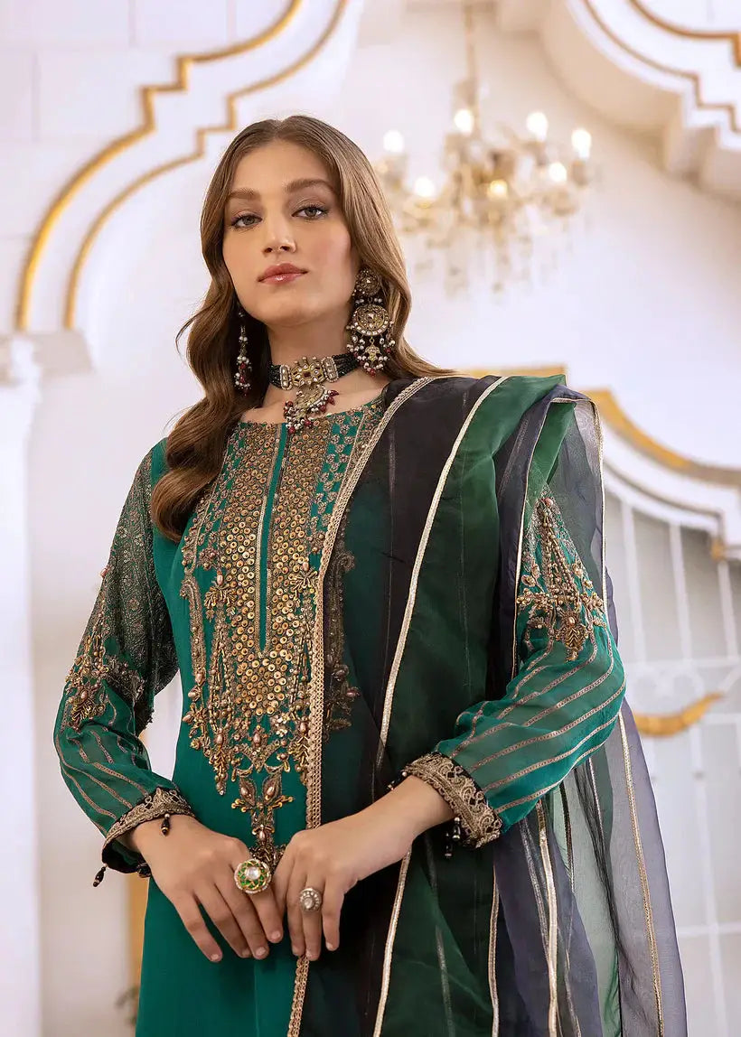 RANGREZA RANGREZA 3 PIECE CHIFFON PAKISTANI DRESS | RR-3651-13 SHIRT BOTTON AND DUPATTA RANGREZA USA 7327625425 United States S Green Chiffon S / Green / Chiffon M / Green / Chiffon L / Green / Chiffon XL / Green / Chiffon