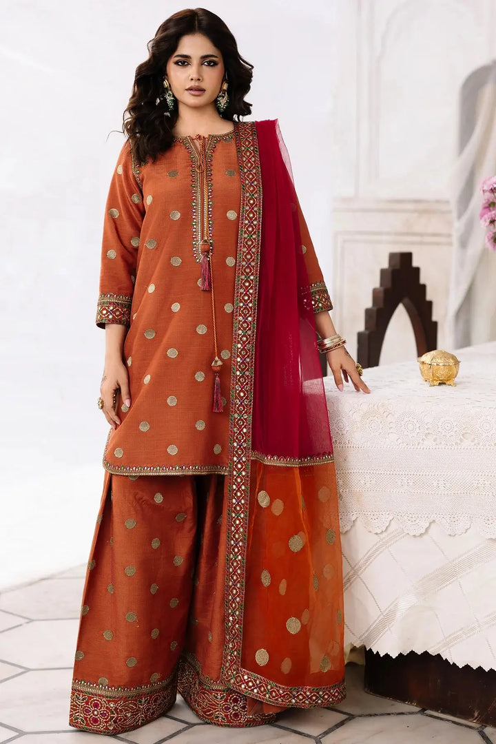 3-PC Embroidered Raw-Silk | CMA-6-358-18