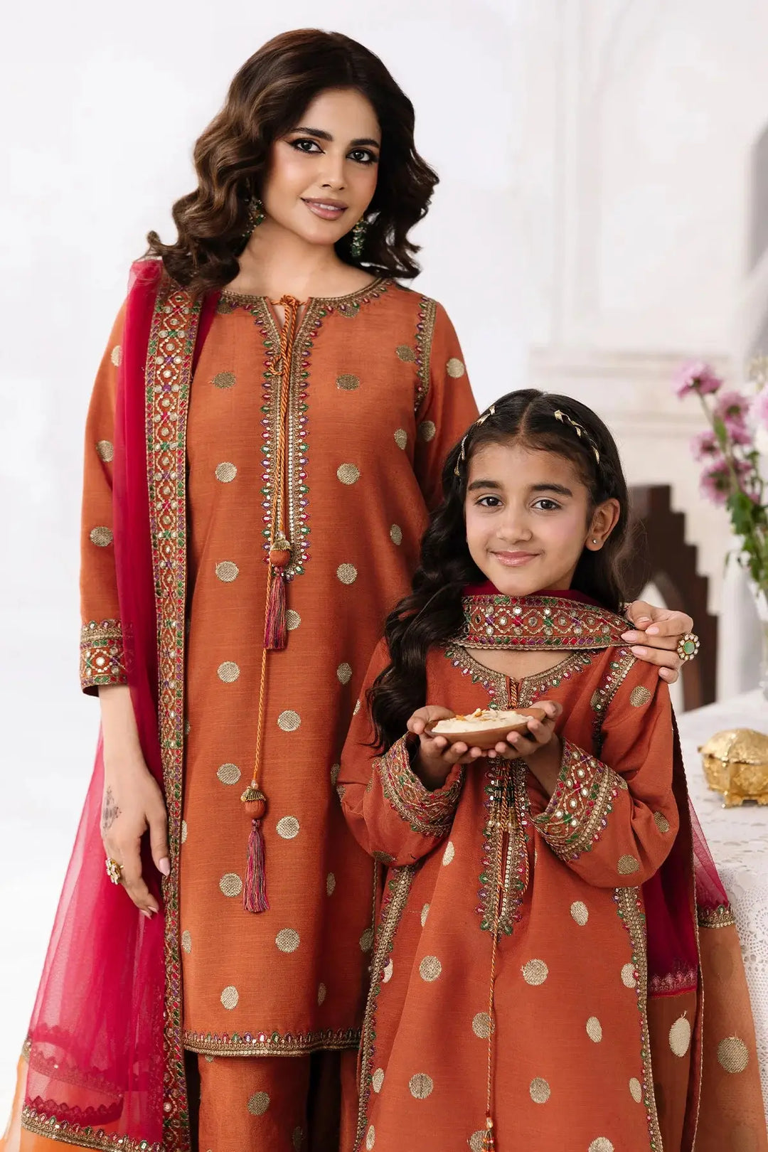 3-PC Embroidered Raw-Silk | CMA-6-358-18