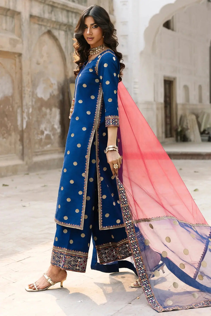 3-PC Embroidered Raw-Silk | CMA-6-323-18