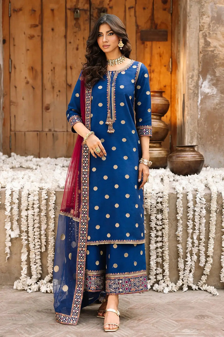 3-PC Embroidered Raw-Silk | CMA-6-323-18