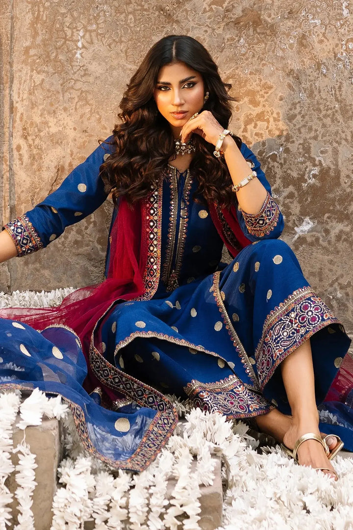 3-PC Embroidered Raw-Silk | CMA-6-323-18