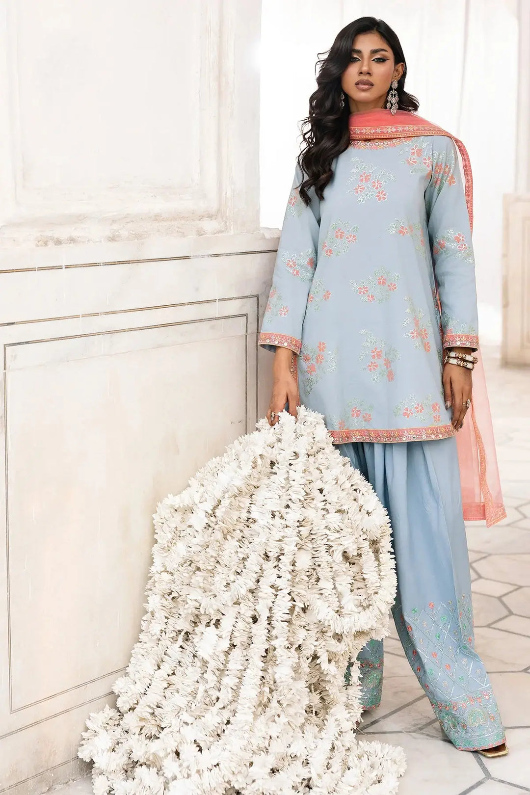3-PC Embroidered Raw-Silk Suit | CMA-6-344-15