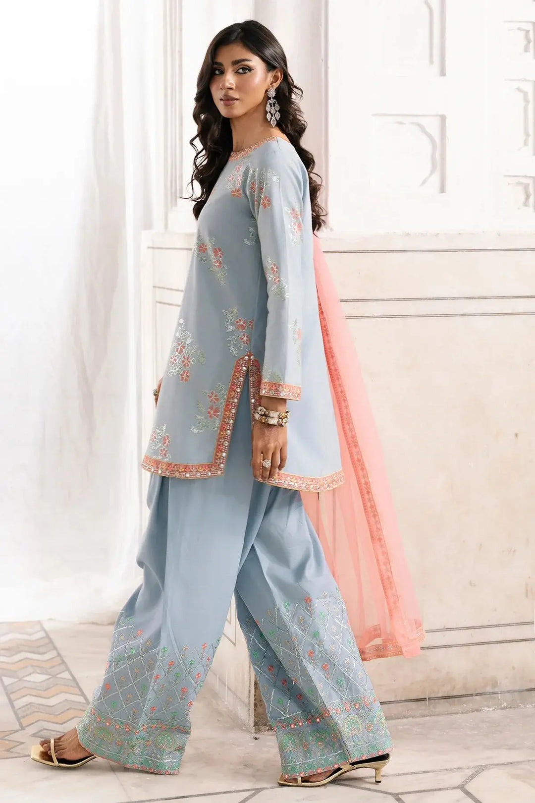 3-PC Embroidered Raw-Silk Suit | CMA-6-344-15