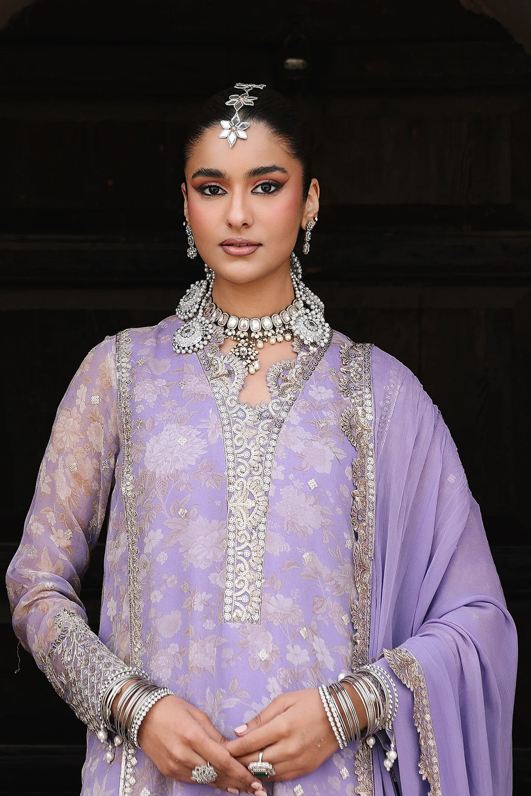 3-Pc Embroidered Printed Chiffon | VSL6-11-16