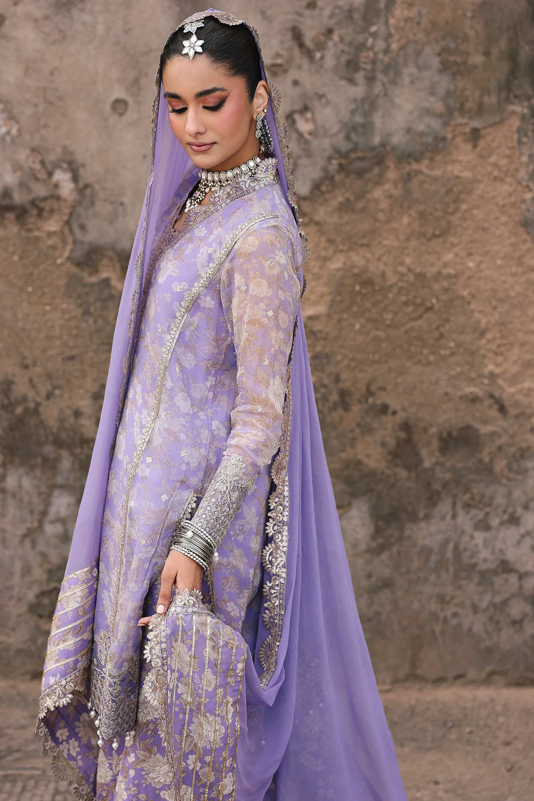 3-Pc Embroidered Printed Chiffon | VSL6-11-16
