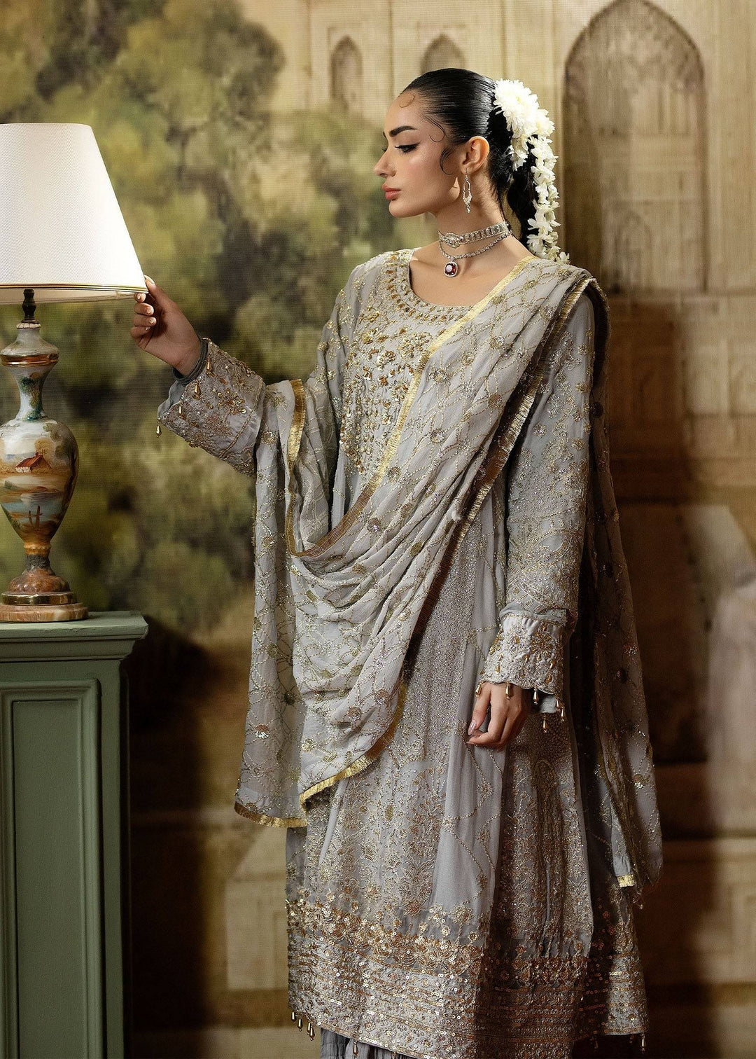 grey formal dresses pakistani Grey Pakistani Dress