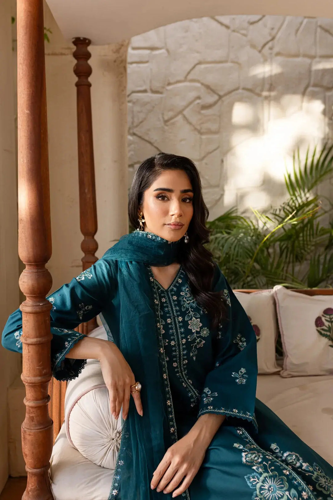 Batik Teal Crush 2Pc Embroidered Khaddar Dress