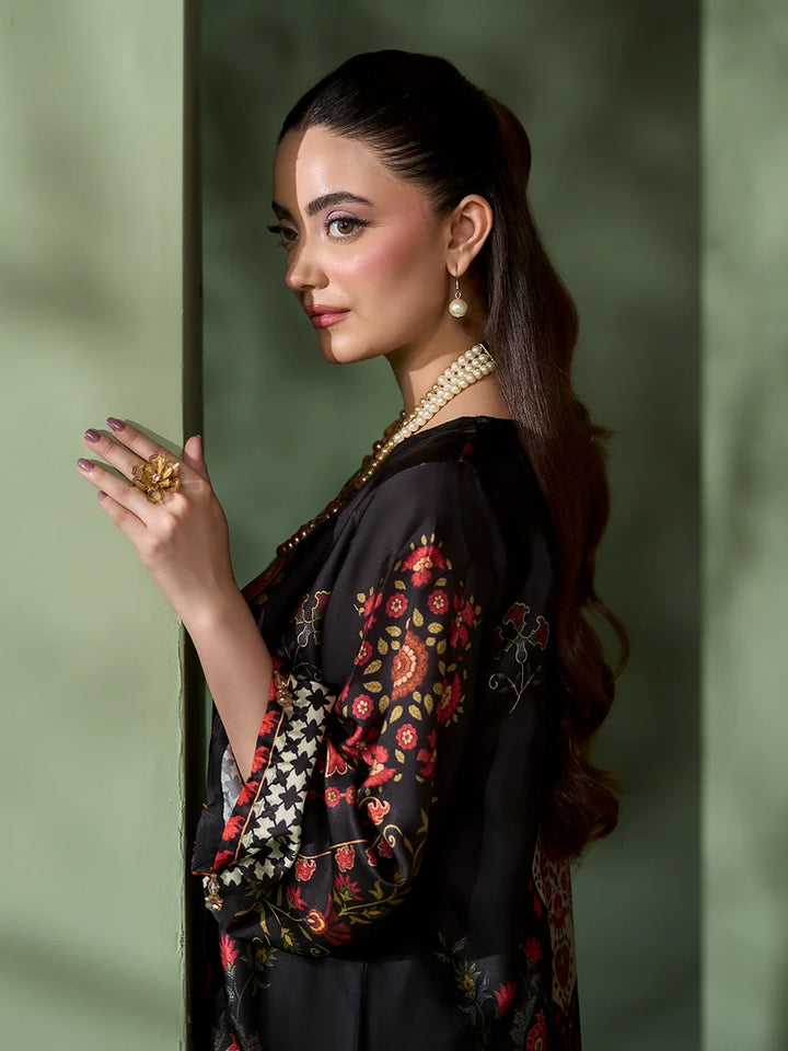 Rangreza Black Printed Silk 2-Piece Kaftan – EA-87-04