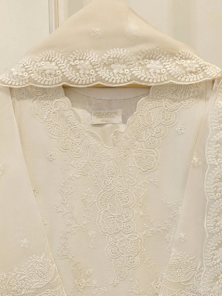 3 Piece Pure Embroidered Cotton Net Suit | S114058-15