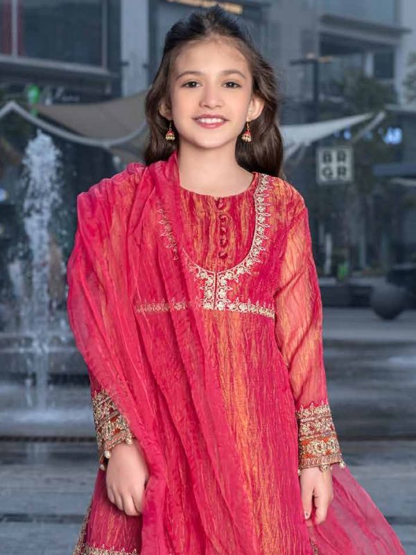 Dazzling Eid Kids Wear by Rangreza 3pc Silk Suit | AL-3886-05