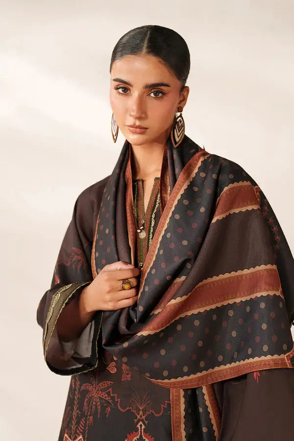 Close-up of woman wearing embroidered viscose shirt with printed dupatta
