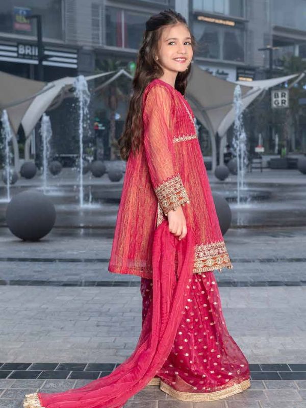 Dazzling Eid Kids Wear by Rangreza 3pc Silk Suit | AL-3886-05