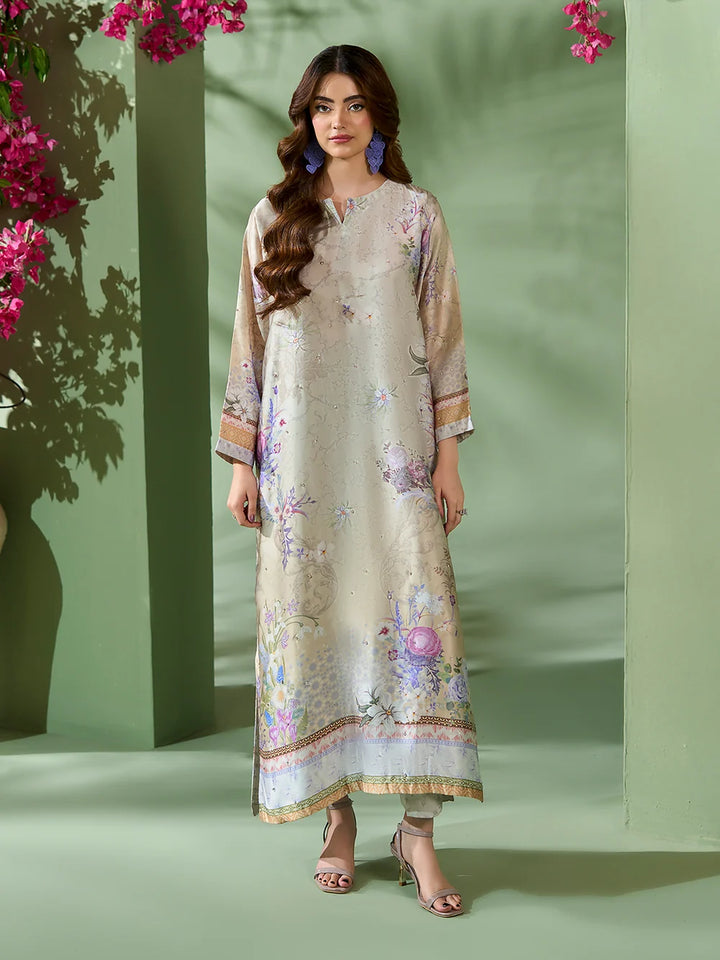 Rangreza Ivory Printed Silk 2-Piece Kaftan – EA-92-04