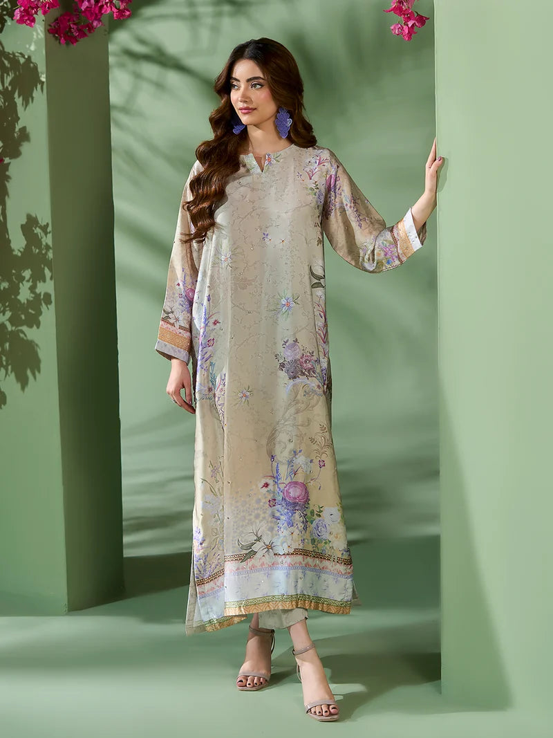 Rangreza Ivory Printed Silk 2-Piece Kaftan – EA-92-04