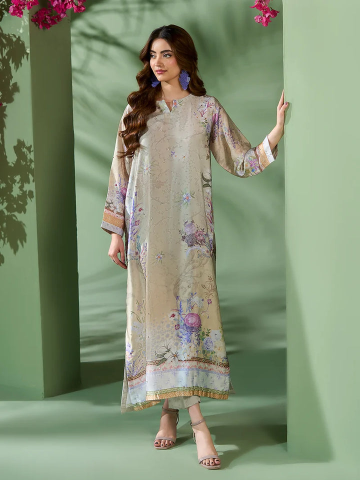Rangreza Ivory Printed Silk 2-Piece Kaftan – EA-92-04