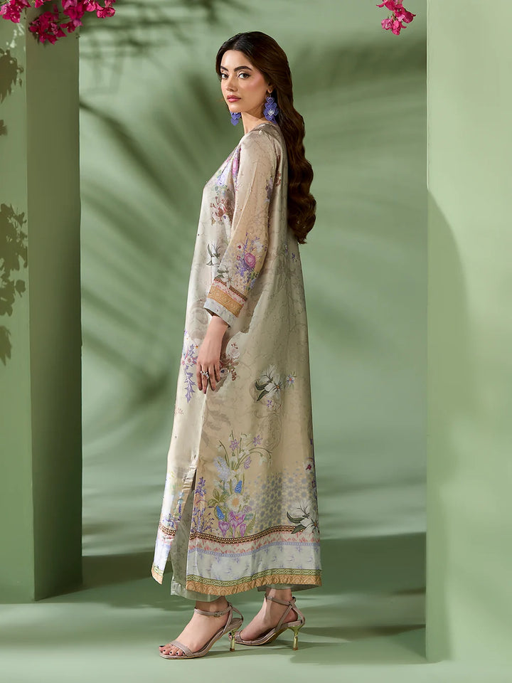 Rangreza Ivory Printed Silk 2-Piece Kaftan – EA-92-04
