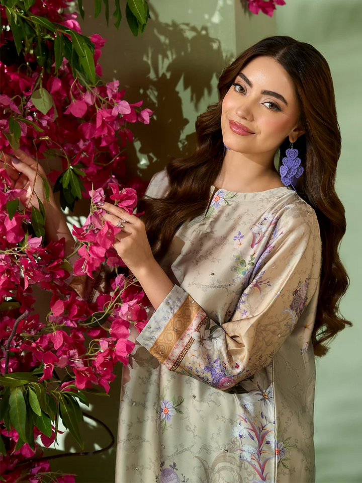 Rangreza Ivory Printed Silk 2-Piece Kaftan – EA-92-04