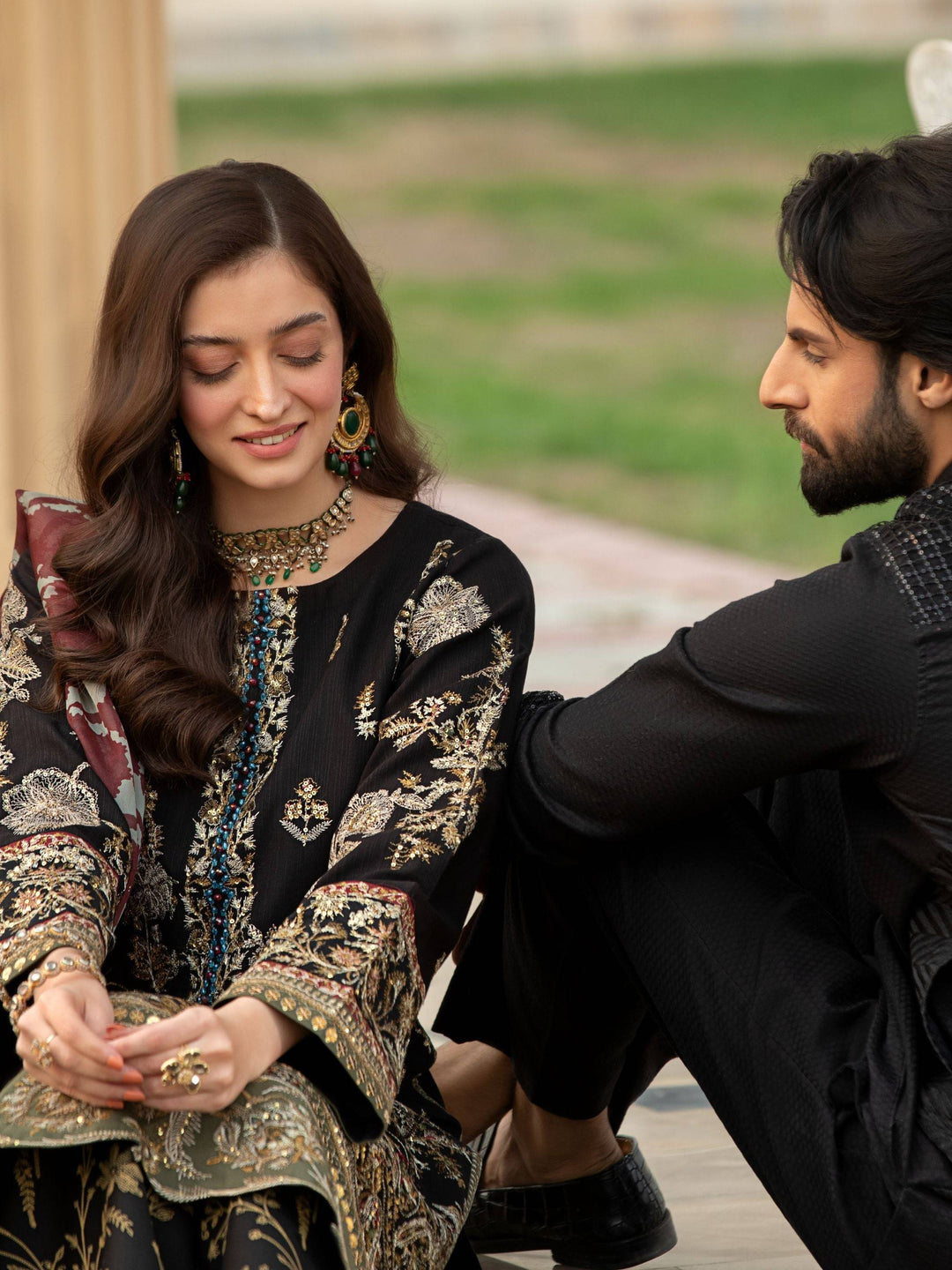 black eid dresses Buy Embroidered Silk Shirt with Sharara Black Eid Dress SMALL