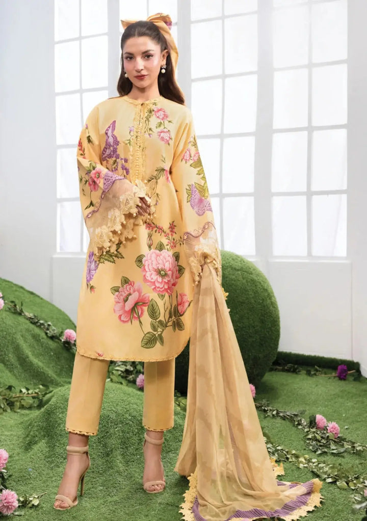 3 Pc stitched Embroidered Lawn Suit | MB-CUSV14-04B-08