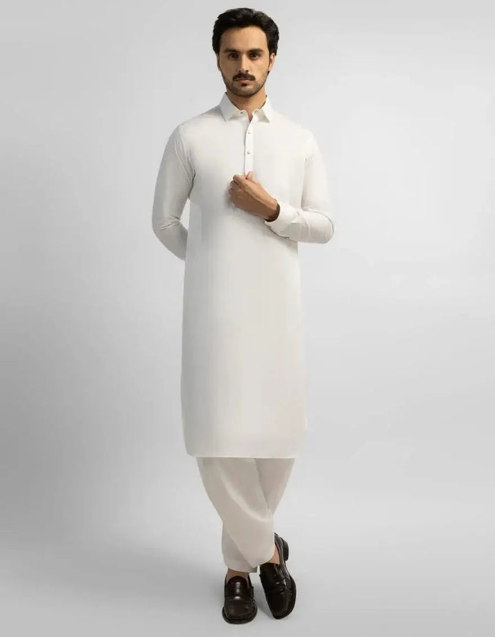 RANGREZA white plain kameez shalwar | RR-0095