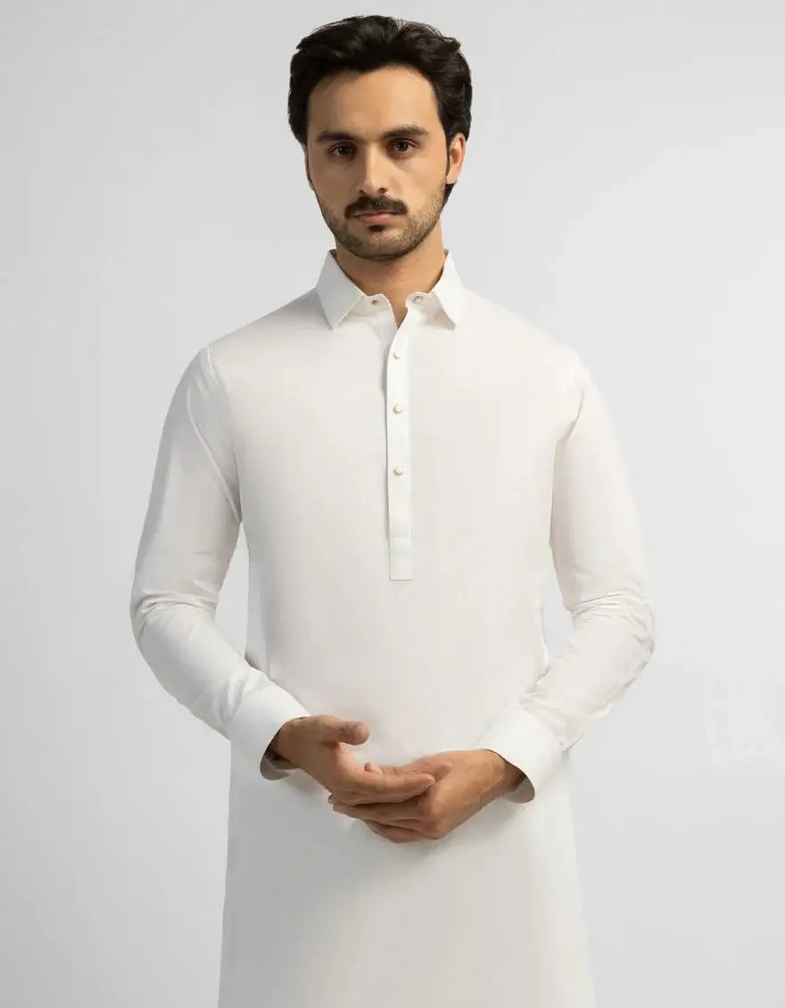 RANGREZA white plain kameez shalwar | RR-0095
