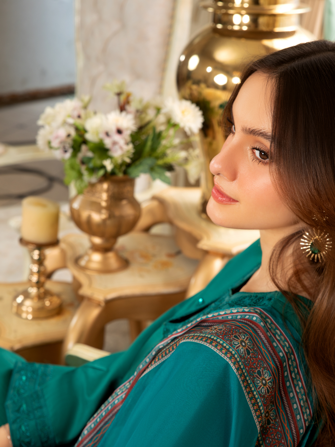 orange and green dress pakistani Parrot Green/Orange Georgette Suit
