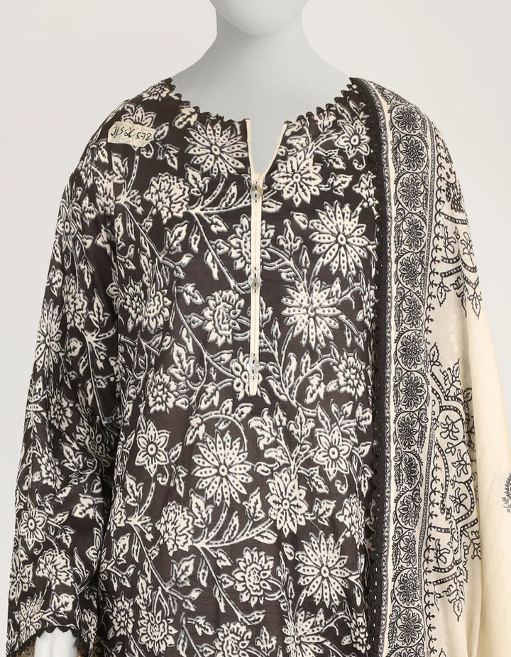 Black Lawn Printed Stitched 3pc | J-LS26578S-08