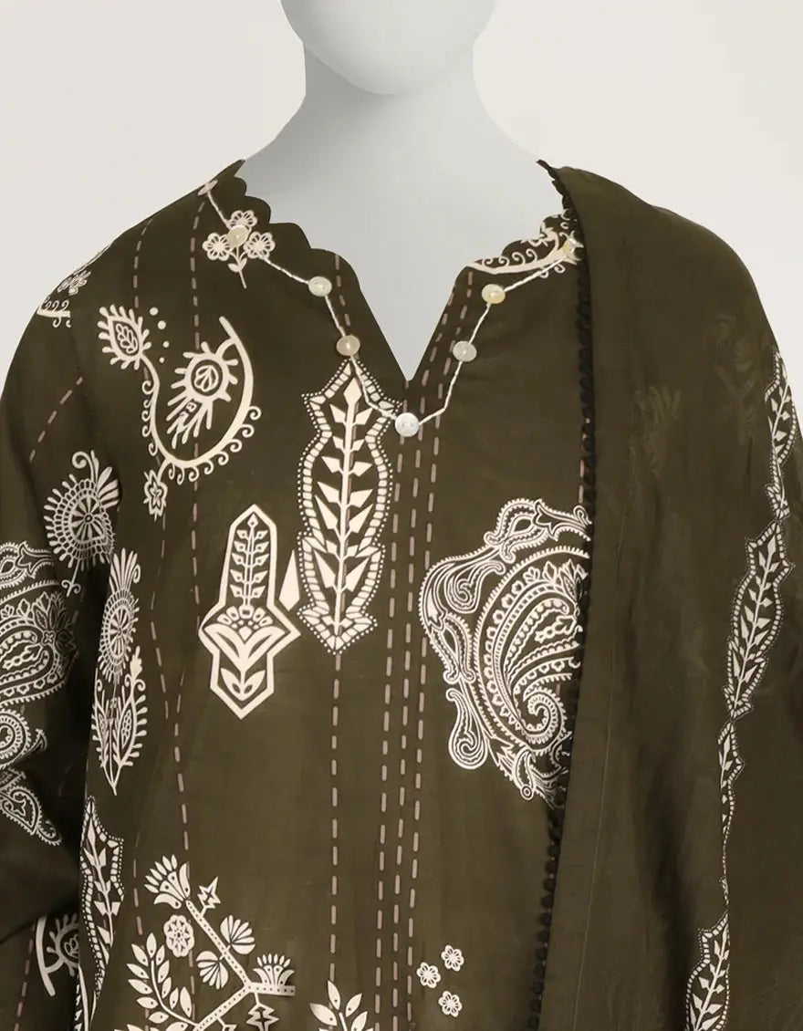Charcoal  Lawn Printed Stitched 3pc | J-LS26580S-08