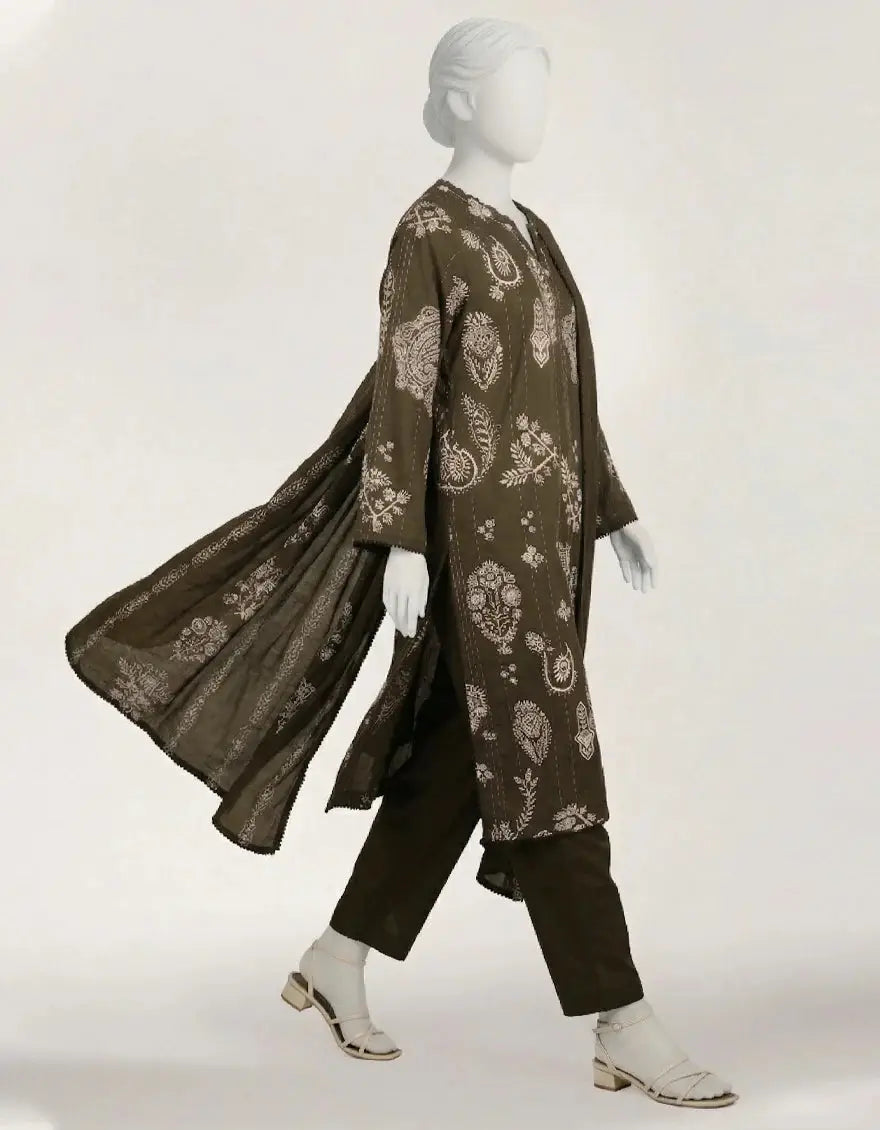 Charcoal  Lawn Printed Stitched 3pc | J-LS26580S-08