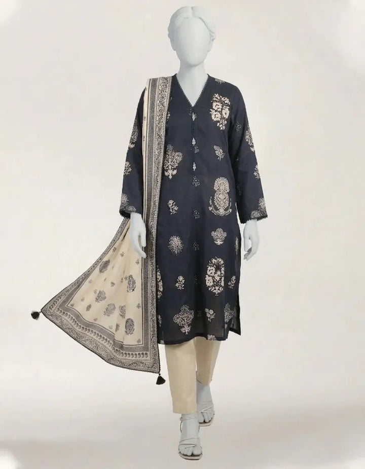 Blue Lawn Printed Stitched 3pc | J-LS26581S-08