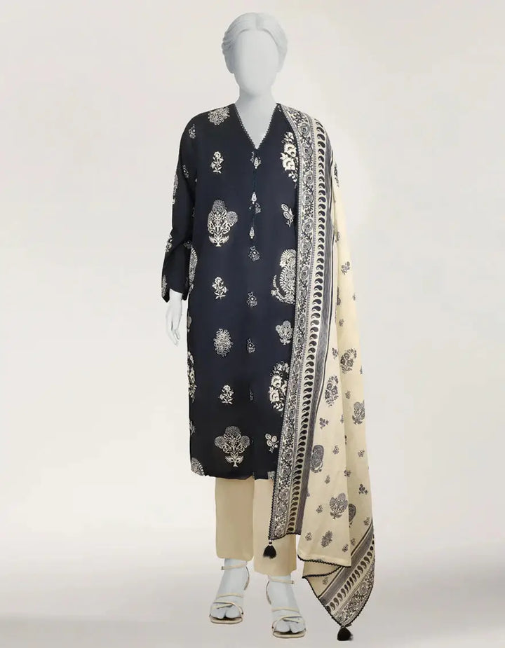 Blue Lawn Printed Stitched 3pc | J-LS26581S-08