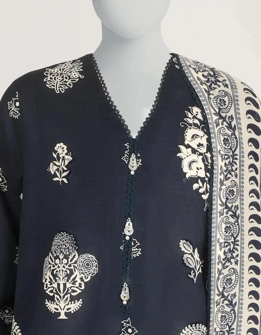 Blue Lawn Printed Stitched 3pc | J-LS26581S-08