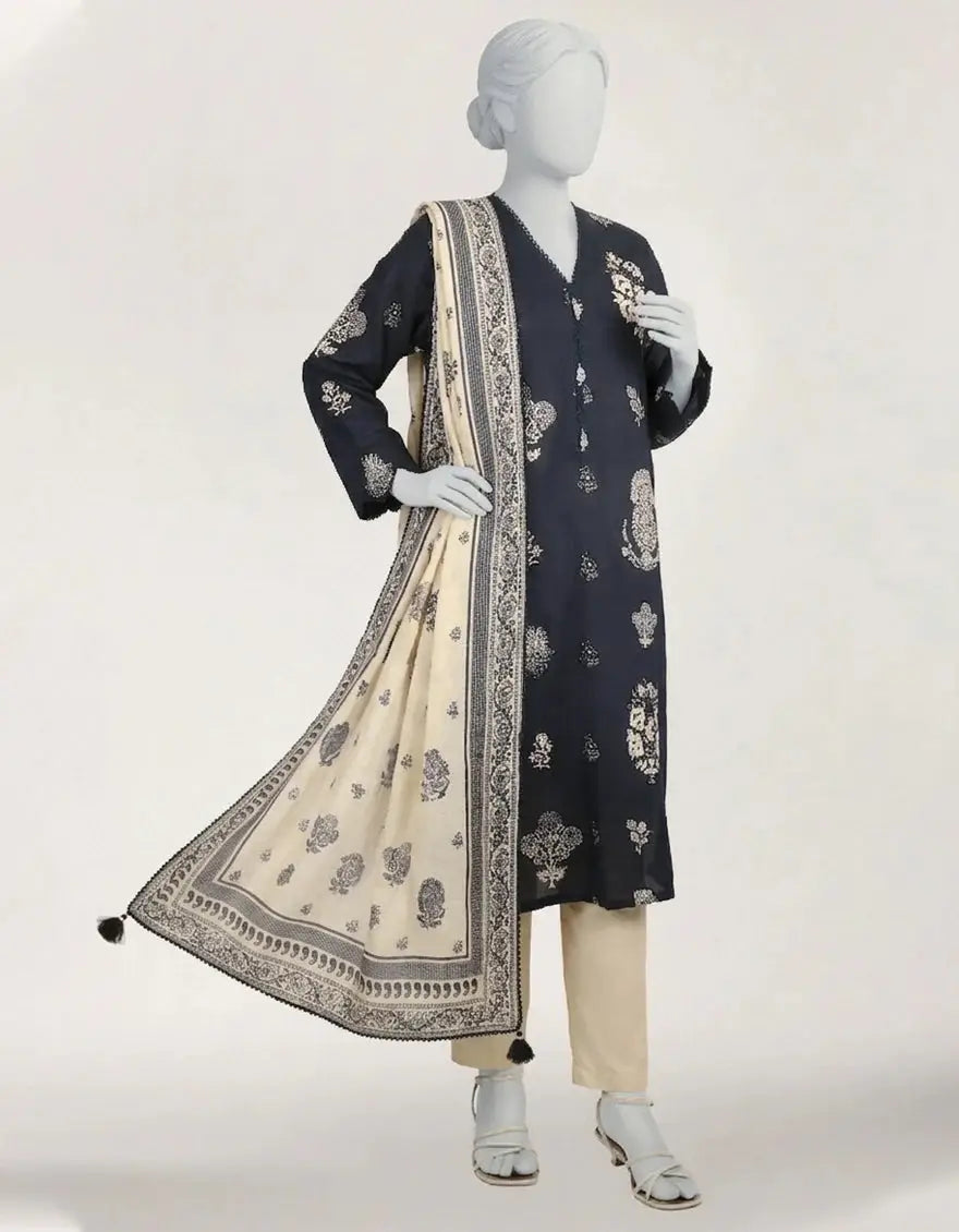 Blue Lawn Printed Stitched 3pc | J-LS26581S-08