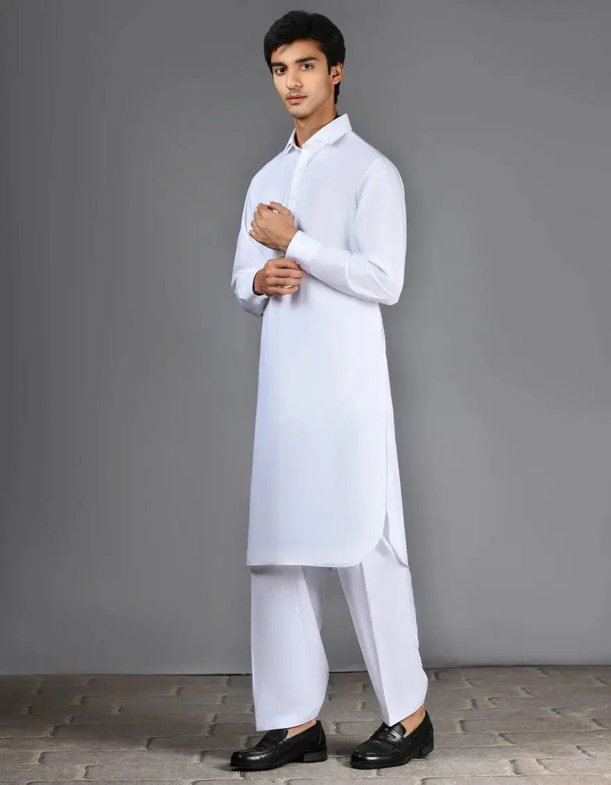 J. Men White Kalar Kameez Shalwar | JJKSA-30727R37AP