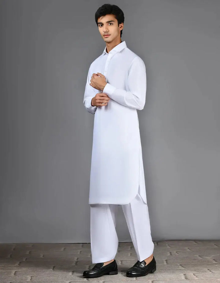 J. Men White Kalar Kameez Shalwar | JJKSA-30727R37AP