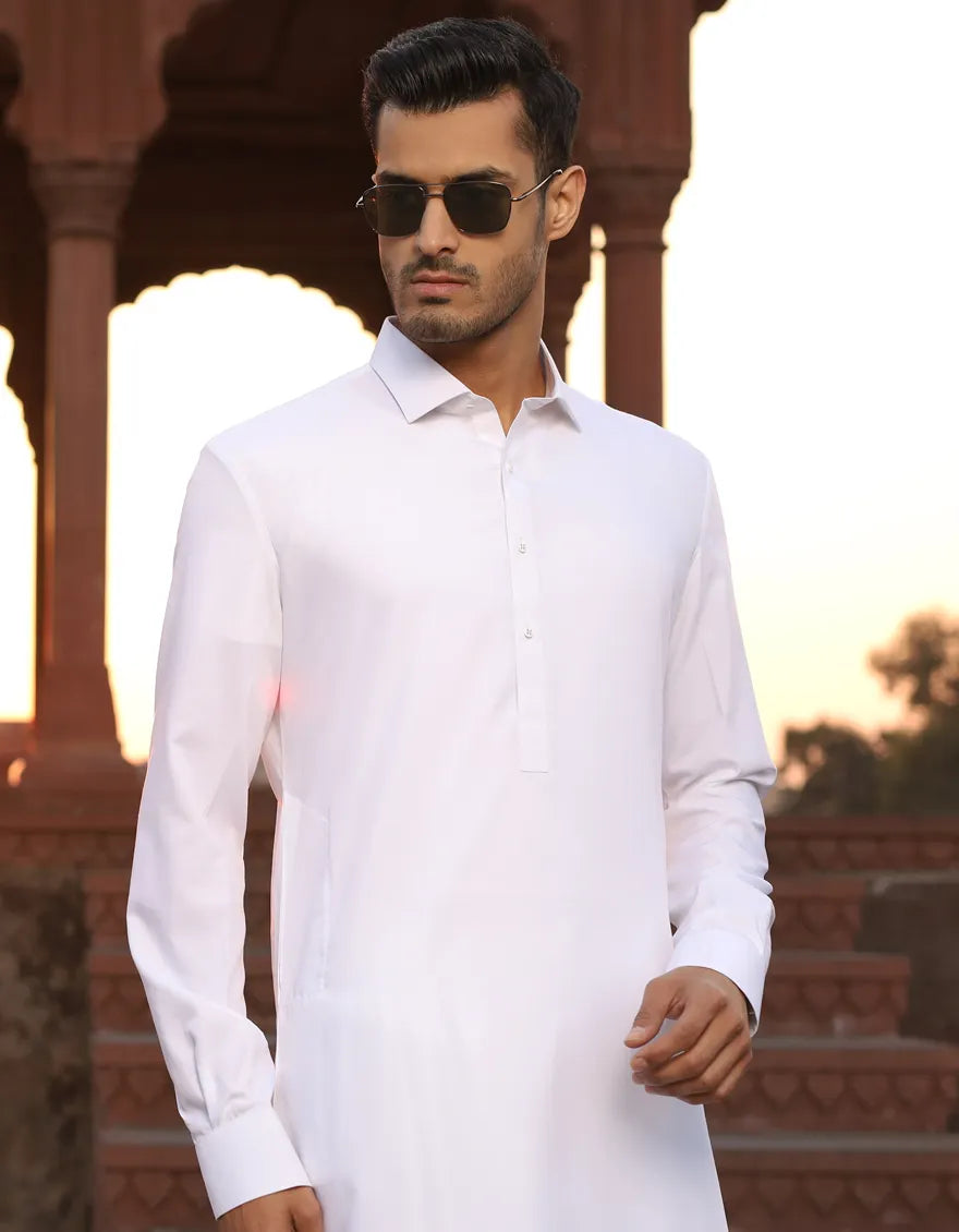 J. WHITE CASUAL KAMEEZ SHALWAR | JJKS-S-30727