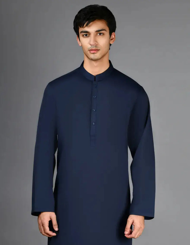 NAVY BLUE BLENDED KURTA TROUSER | JJKP-A-30780
