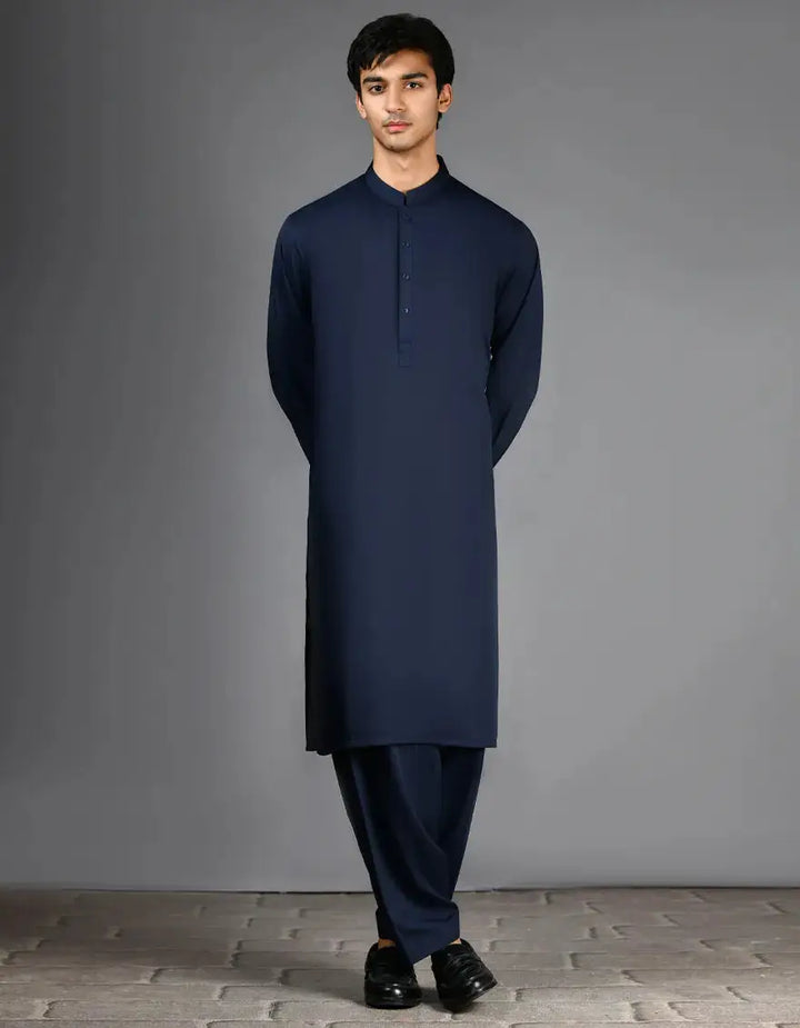 NAVY BLUE BLENDED KURTA TROUSER | JJKP-A-30780