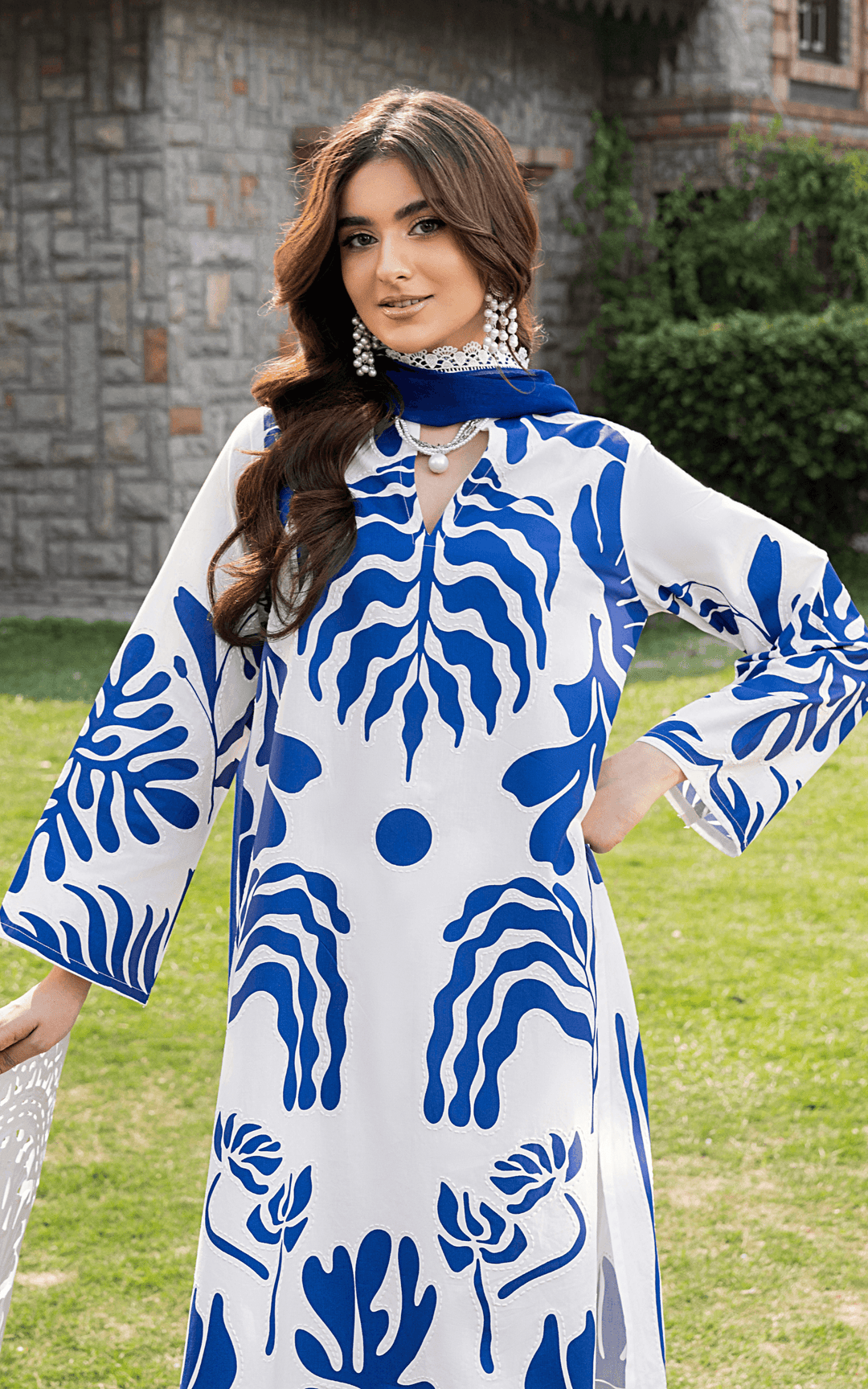 Rangreza Eid Dress - Farsi Dress | Embroidered Cotton S / Blue / Cotton Rangreza Eid Dress - Farsi Dress | Embroidered Cotton S / Blue / Cotton
