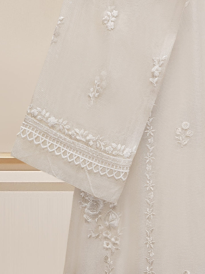 Detailed embroidery on sleeve of Agha Noor suit