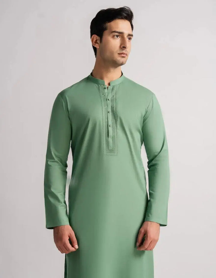 green cotton semi-formal kurta trouser | JJKPA33976
