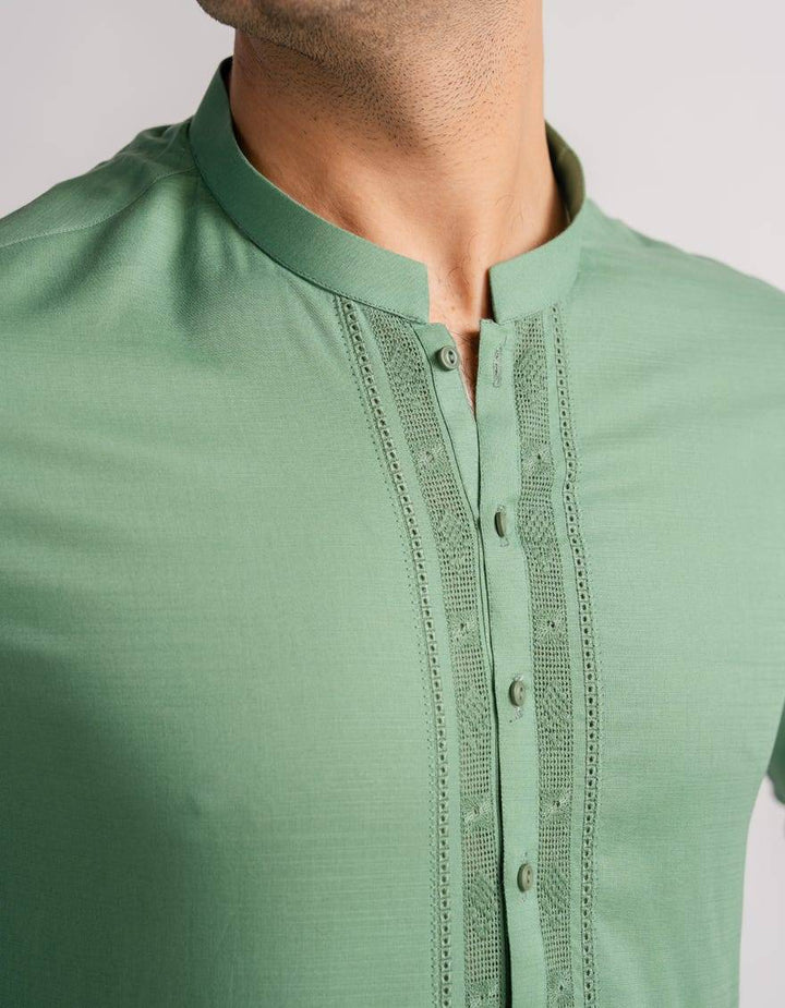 green cotton semi-formal kurta trouser | JJKPA33976