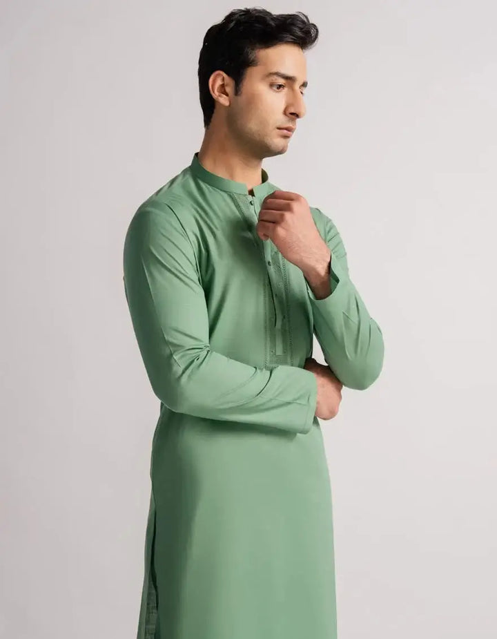 green cotton semi-formal kurta trouser | JJKPA33976