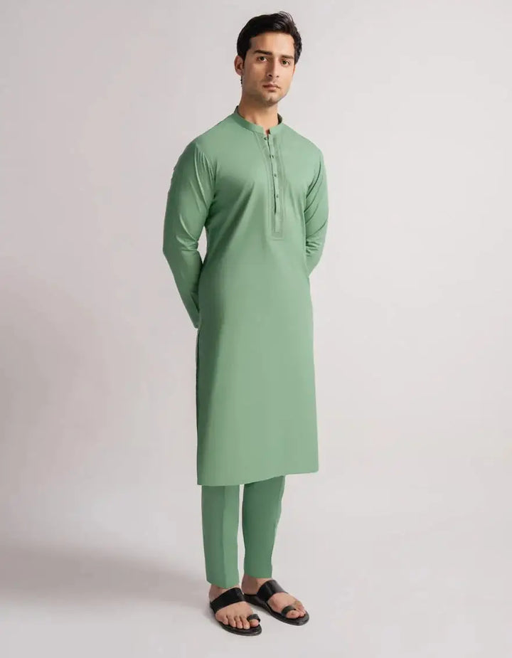 green cotton semi-formal kurta trouser | JJKPA33976