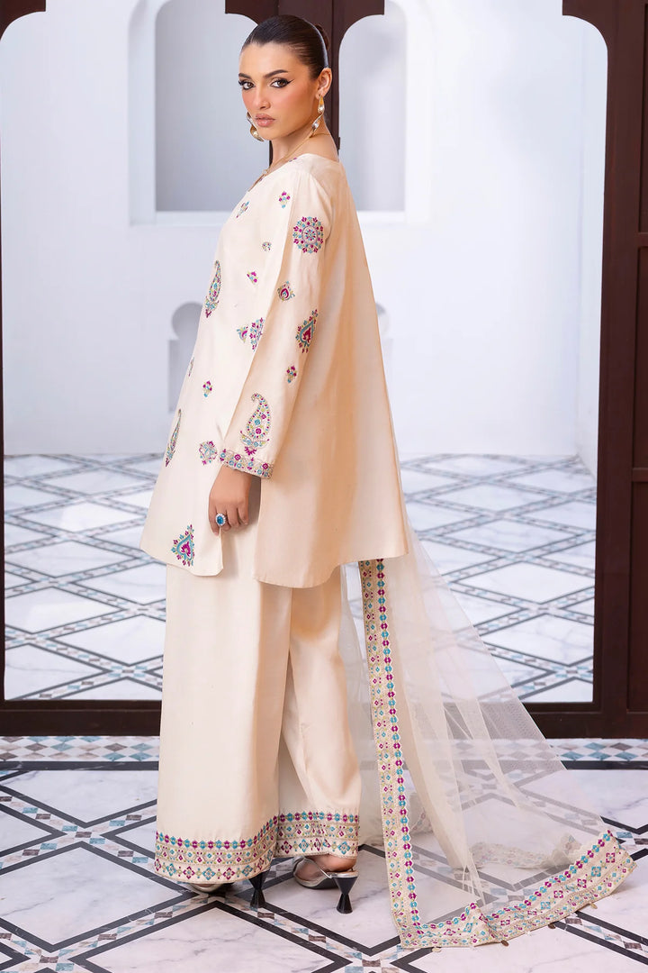 3-PC Embroidered Raw-Silk | CMA-6-404-14